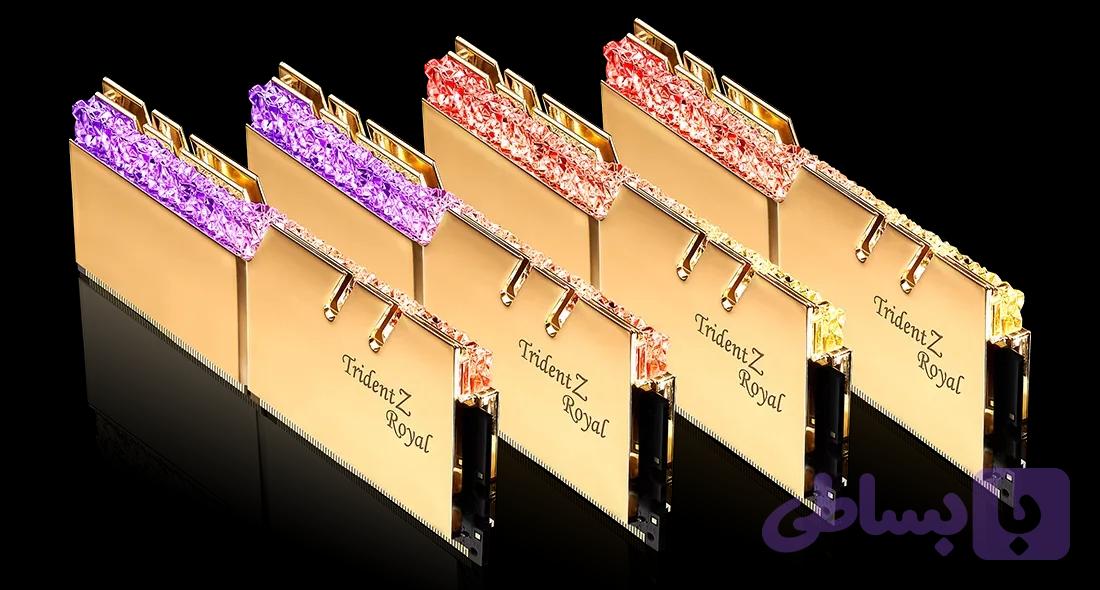 رم کامپیوتر رم جی اسکیل Trident Z Royal RGB Gold 128GB 32GBx4 4000MHz CL18 کارکرده در حد نو (بسیار کم‌کارکرد) — تصویر 1