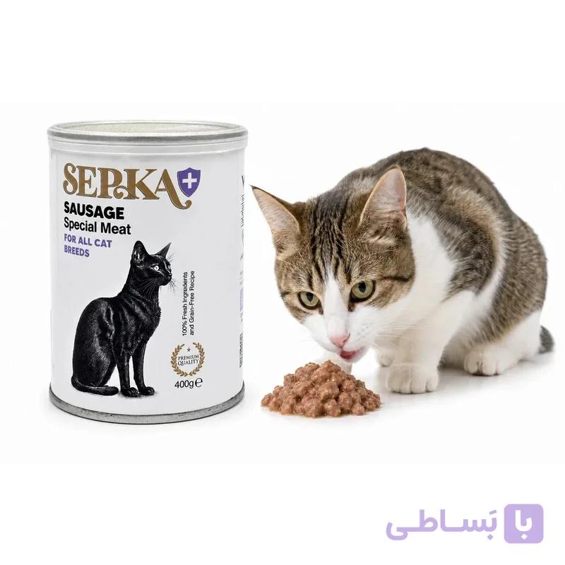 کنسرو گربه سپکا طعم سوسیس گوشت وزن400گرم - فروشگاه پت شاپ طبیعت
