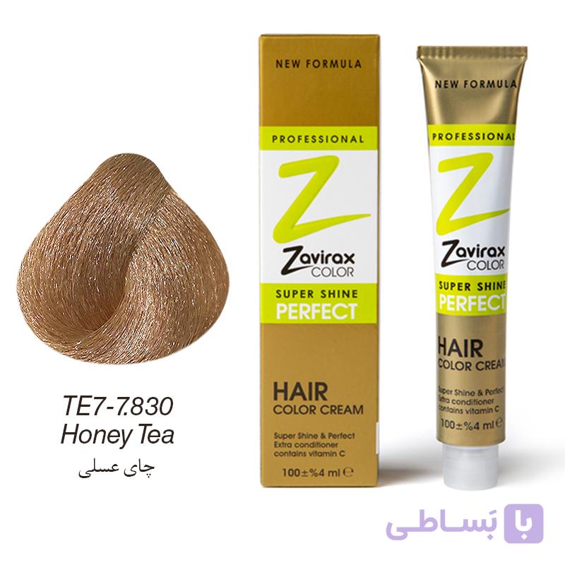 رنگ مو ویتامینه و کم آمونیاک TE7-7.830 ترکیبی (چای عسلی) تیوپی 100 میلی لیتری