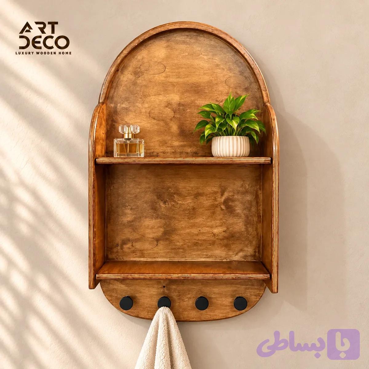 شلف دیواری بیضی چوبی مدل ARCA — تصویر 1