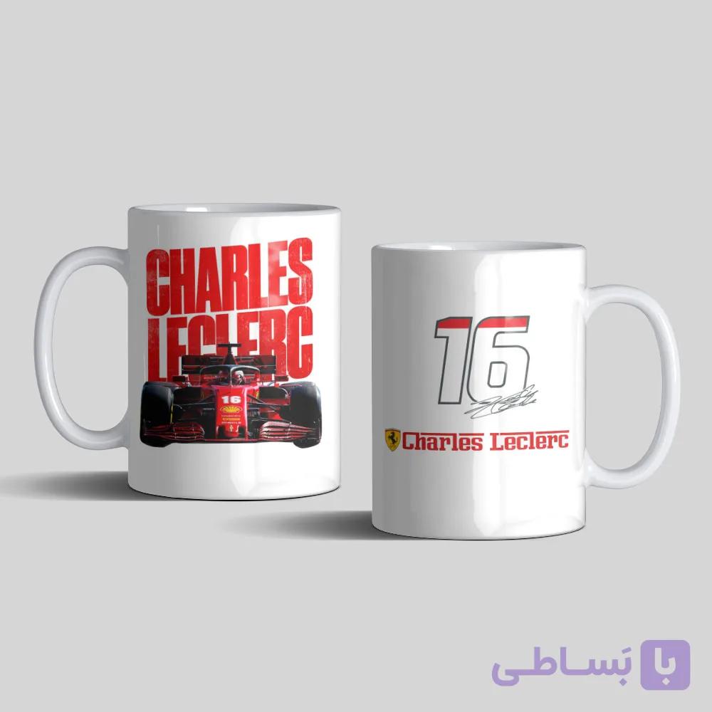 لیوان سرامیکی داخل سفید فراری چارلز لکلرک f1