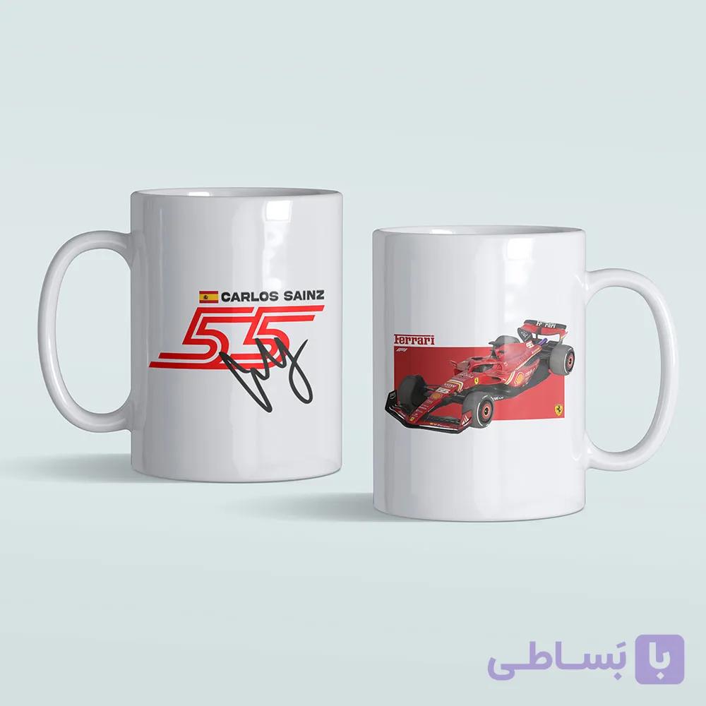 لیوان سرامیکی داخل سفید فراری کارلوس ساینز f1