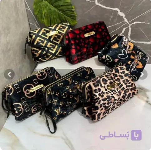 کیف لوازم آرایشی مخمل دهنه دار