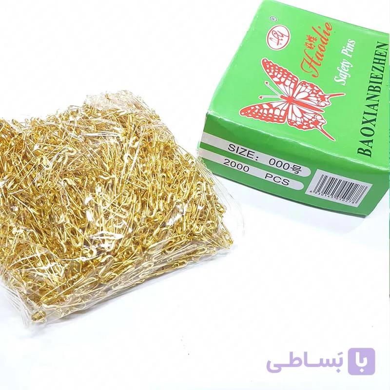 سنجاق قفلی ریز طلایی و مشکی سایز 000 طول 18mm بسته 1728 عددی