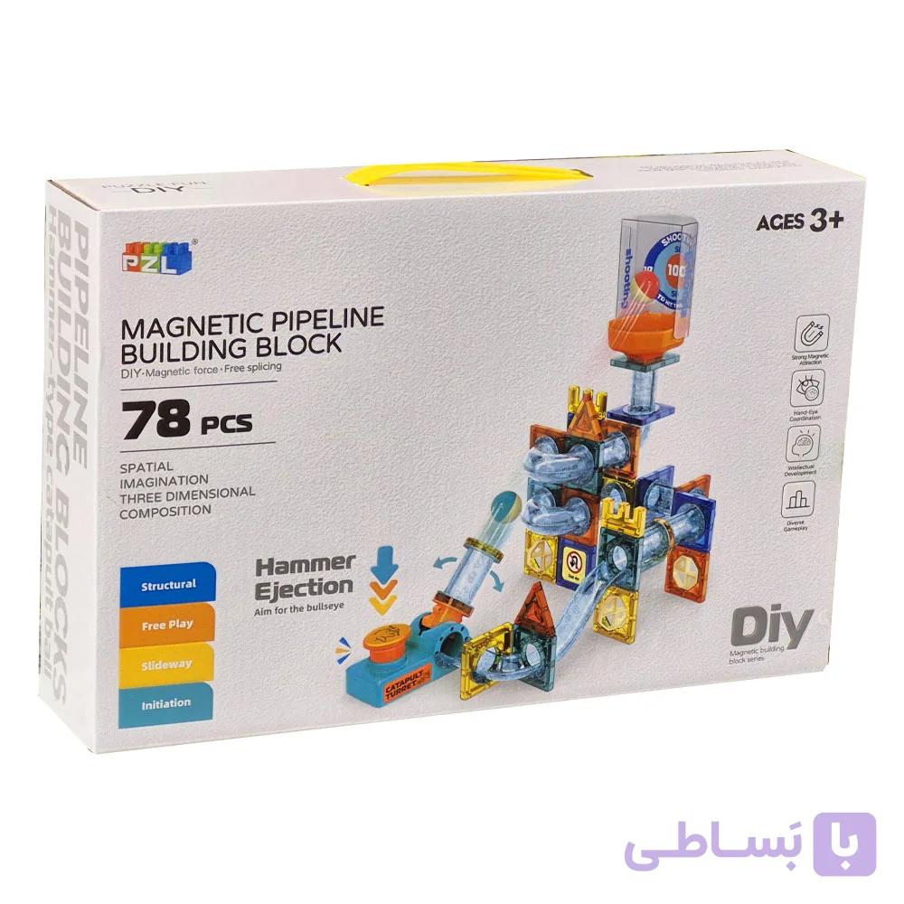 ساختنی مگنتی تایل مغناطیسی مدل Magnetic کد 9970، تعداد 78 قطعه، 29 قطعه تایل مگنتی، 49 قطعه اتصالات و سایر — تصویر 1