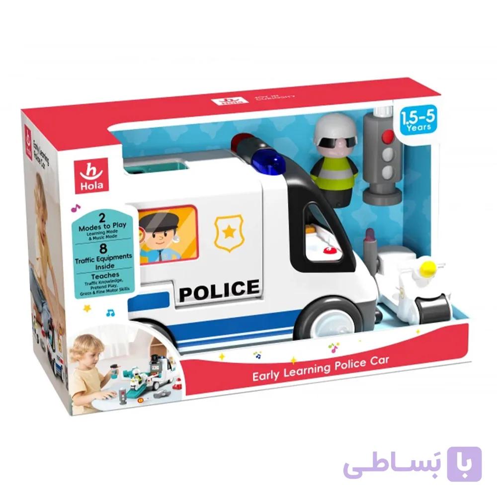 اسباب بازی ماشین پلیس موزیکال برند هولا مدل Police Car کد HE9985، دارای مد اموزشی و راه رو چراغدار و صدادار، پلاستیک درجه یک و آنتی باکتریال — تصویر 1