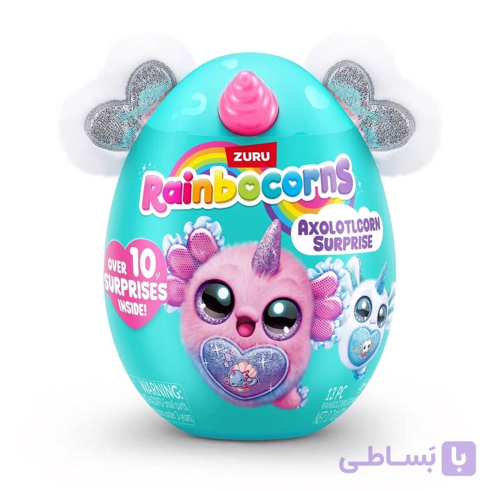 عروسک سورپرایزی رینبوکورنز RainBocoRns سری Axolotlcorn با گوش های سفید نقره ای — تصویر 1