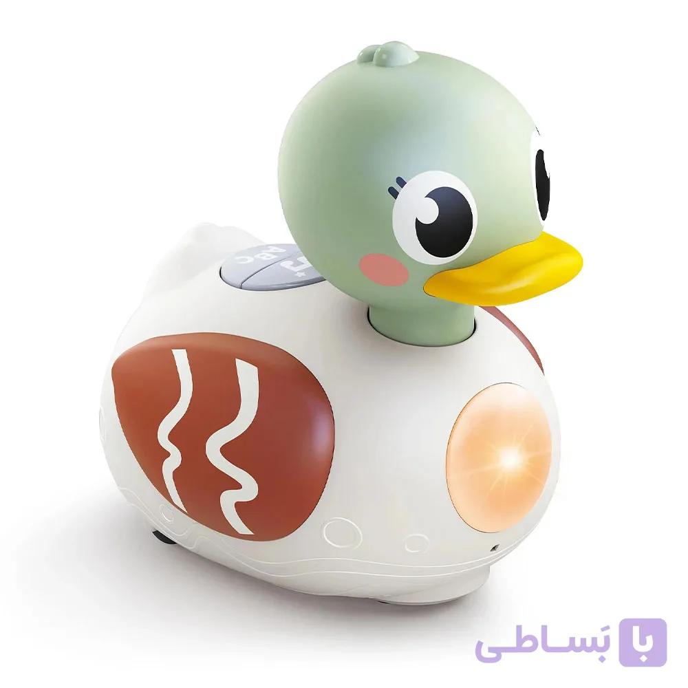 اسباب بازی اردک موزیکال برند هولا مدل Duck کد HE9975، دارای مد اموزشی و راه رو چراغدار و صدادار، پلاستیک درجه یک و آنتی باکتریال — تصویر 1
