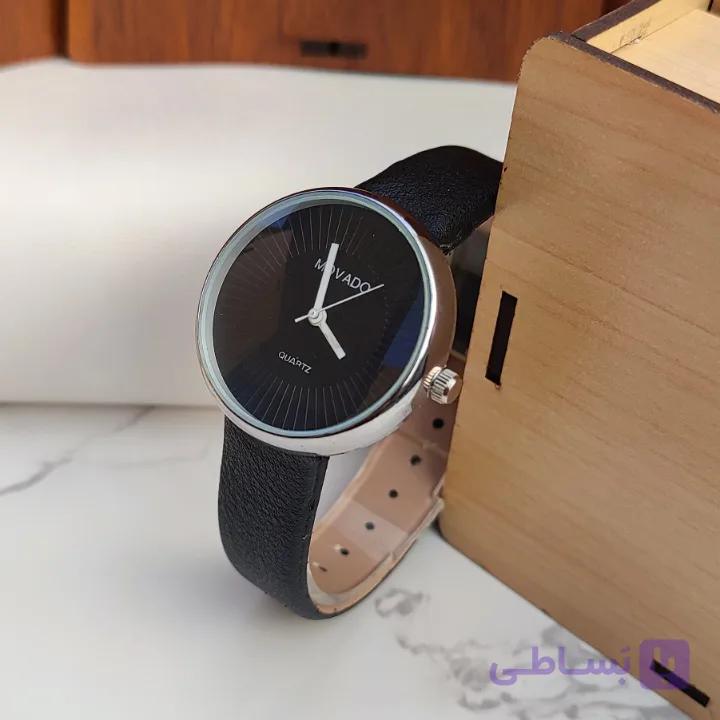 ساعت دخترانه بند مشکی Movado