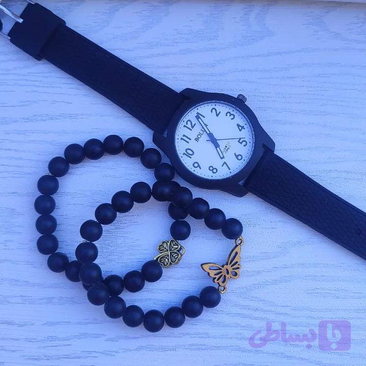 ست دستبند و ساعت پاستیلی دخترانه مشکی