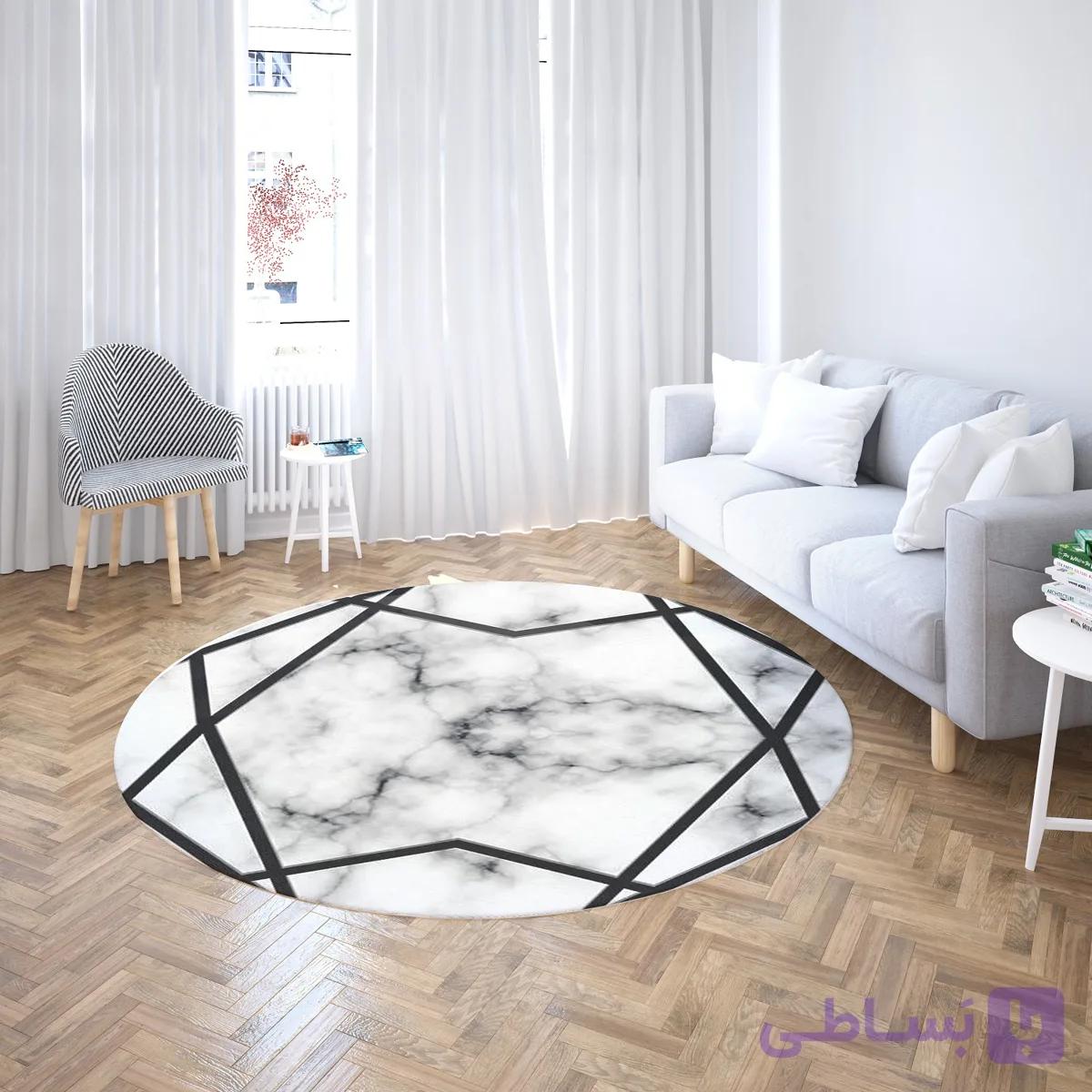 فرشینه گِرد هال و پذیرایی کد C42 رویه مخمل درجه یک استپ دار بدون سُر