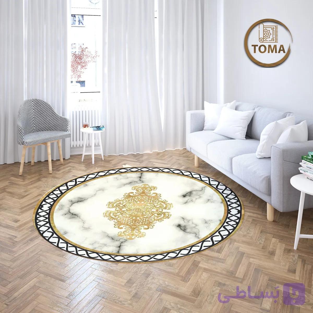 فرشینه گِرد هال و پذیرایی کد C51 رویه مخمل درجه یک استپ دار بدون سُر