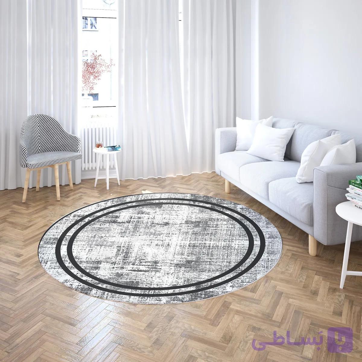 فرشینه گِرد هال و پذیرایی کد C45 رویه مخمل درجه یک استپ دار بدون سُر