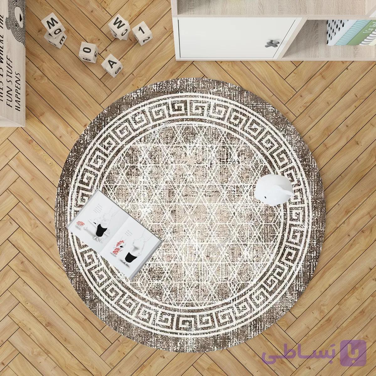 فرشینه گِرد هال و پذیرایی کد D106 رویه مخمل درجه یک استپ دار بدون سُر