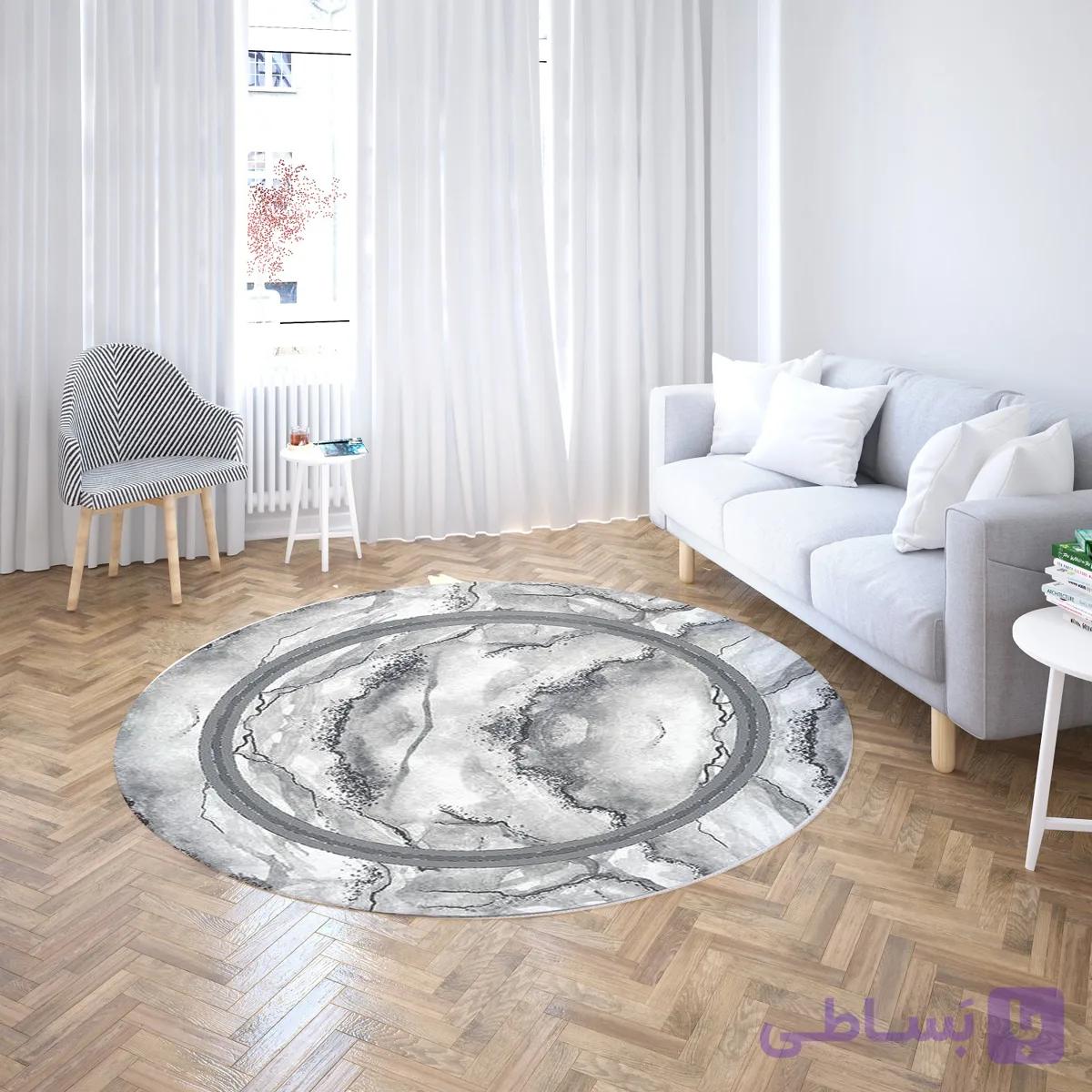 فرشینه گِرد هال و پذیرایی کد C41 رویه مخمل درجه یک استپ دار بدون سُر