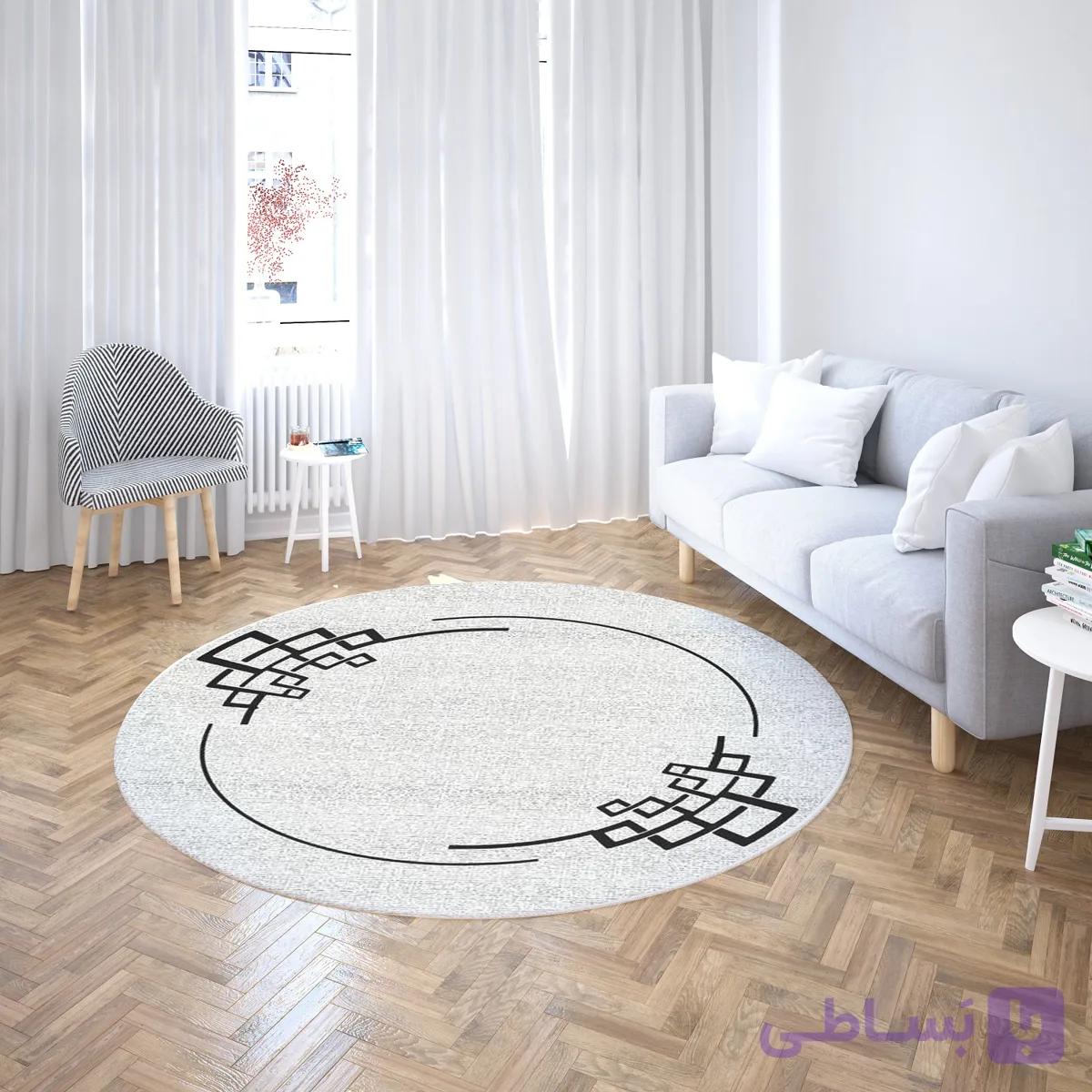 فرشینه گِرد هال و پذیرایی کد C50 رویه مخمل درجه یک استپ دار بدون سُر