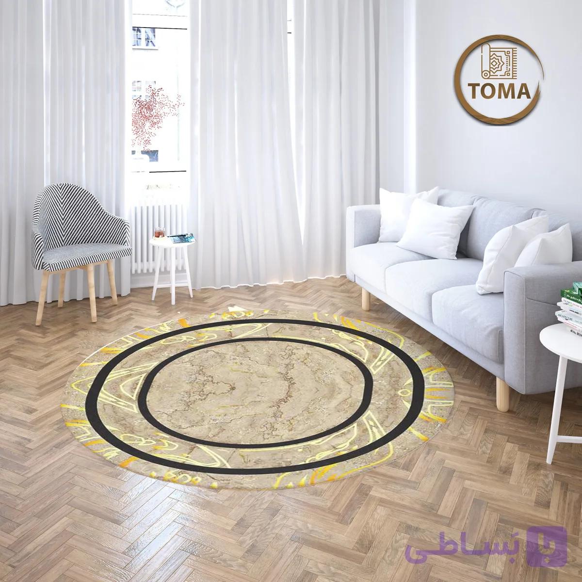 فرشینه گِرد هال و پذیرایی کد C52 رویه مخمل درجه یک استپ دار بدون سُر