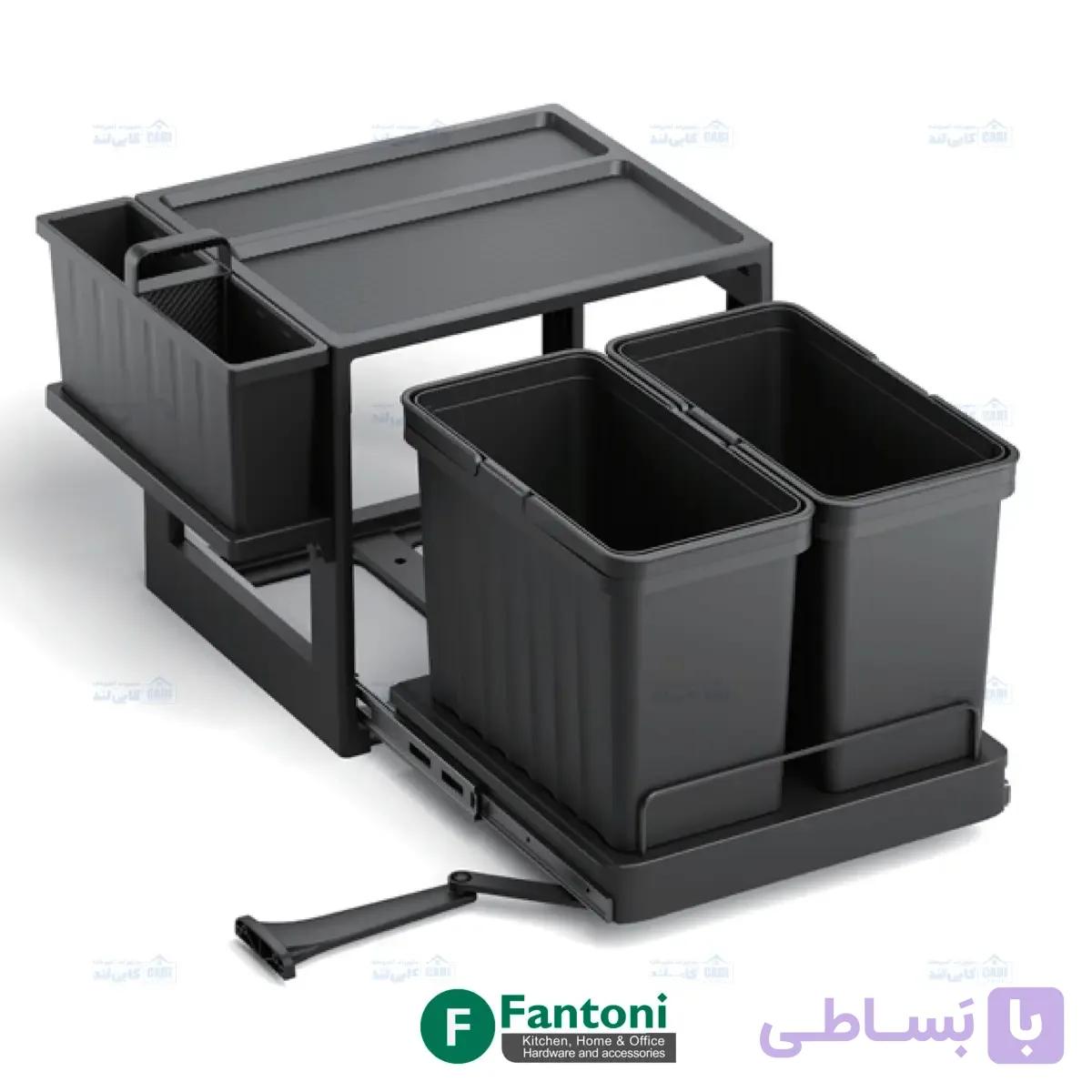 سطل چند منظوره توکار متصل به کف دو سطلی Fantoni جهت یونیت عرض 600mm فانتونی Q760 — تصویر 1