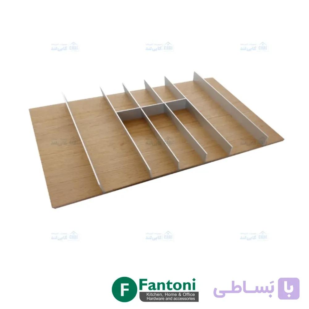جای قاشق و چنگال رنگ چوبی روشن با تقسیم کننده آلومینیومی ثابت ریل اسلیم فانتونی O141 تا O144 — تصویر 1