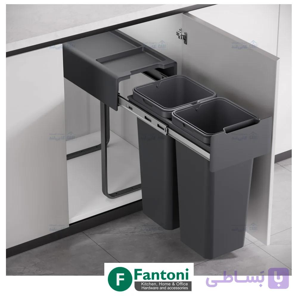 سطل چند منظوره توکار متصل به کف دو سطلی Fantoni جهت یونیت عرض 300mm فانتونی Q530 — تصویر 1