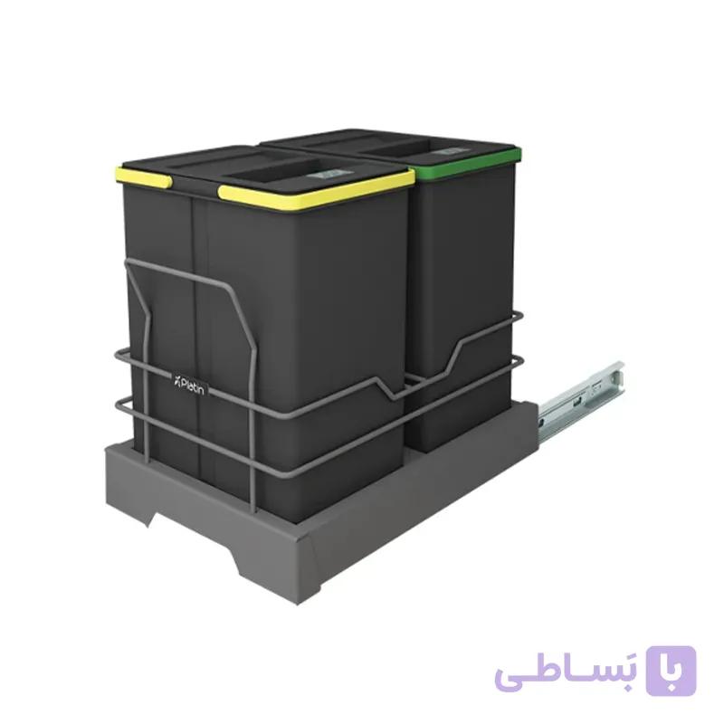 سطل زباله دو مخزنه اکو 40 لیتری مدل 3634 پلاتین — تصویر 1