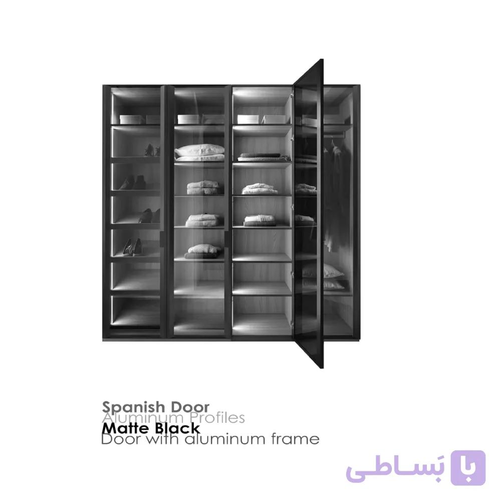 پروفیل درب کمد و کابینت مدل اسپانیش استایل رنگ مشکی مات فانتونی i330 تا i339 — تصویر 1