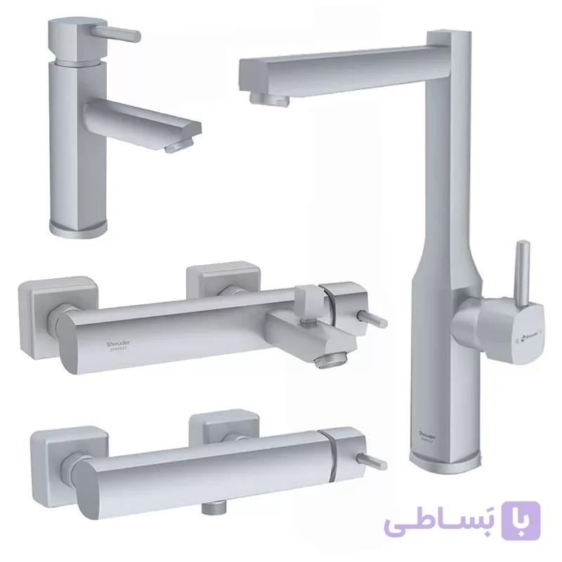 ست کامل شیرآلات شودر مدل اروپا کروم مات