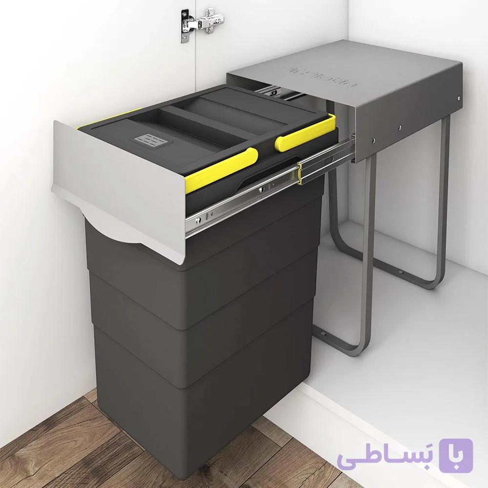 سطل زباله لینکدار اکو تک مخزنه 40 لیتری مدل 3614 پلاتین — تصویر 1