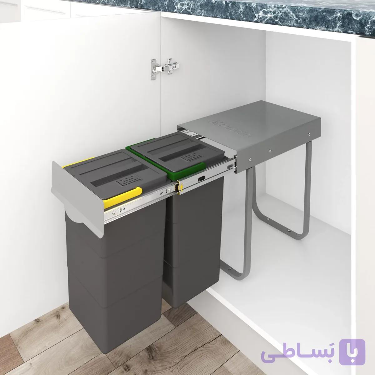 سطل زباله دو مخزنه اکو (24 لیتری) مدل 3662 پلاتین — تصویر 1