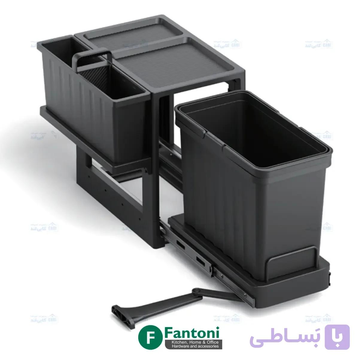 سطل چند منظوره توکار متصل به کف تک سطلی Fantoni جهت یونیت عرض 400mm فانتونی Q640 — تصویر 1