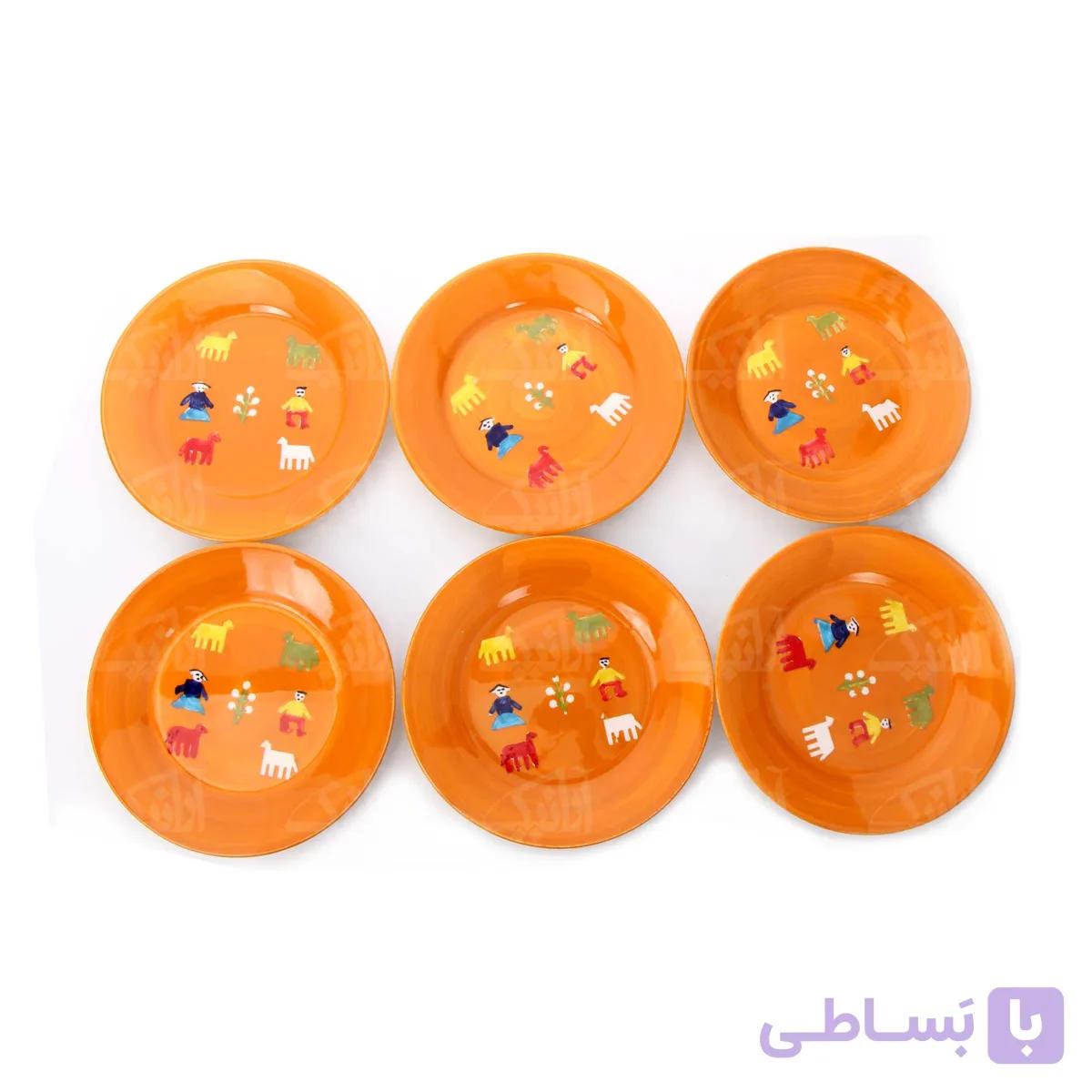 بشقاب میوه خوری آرانیک مدل گبه -نارنجی بسته 6 عددی — تصویر 1