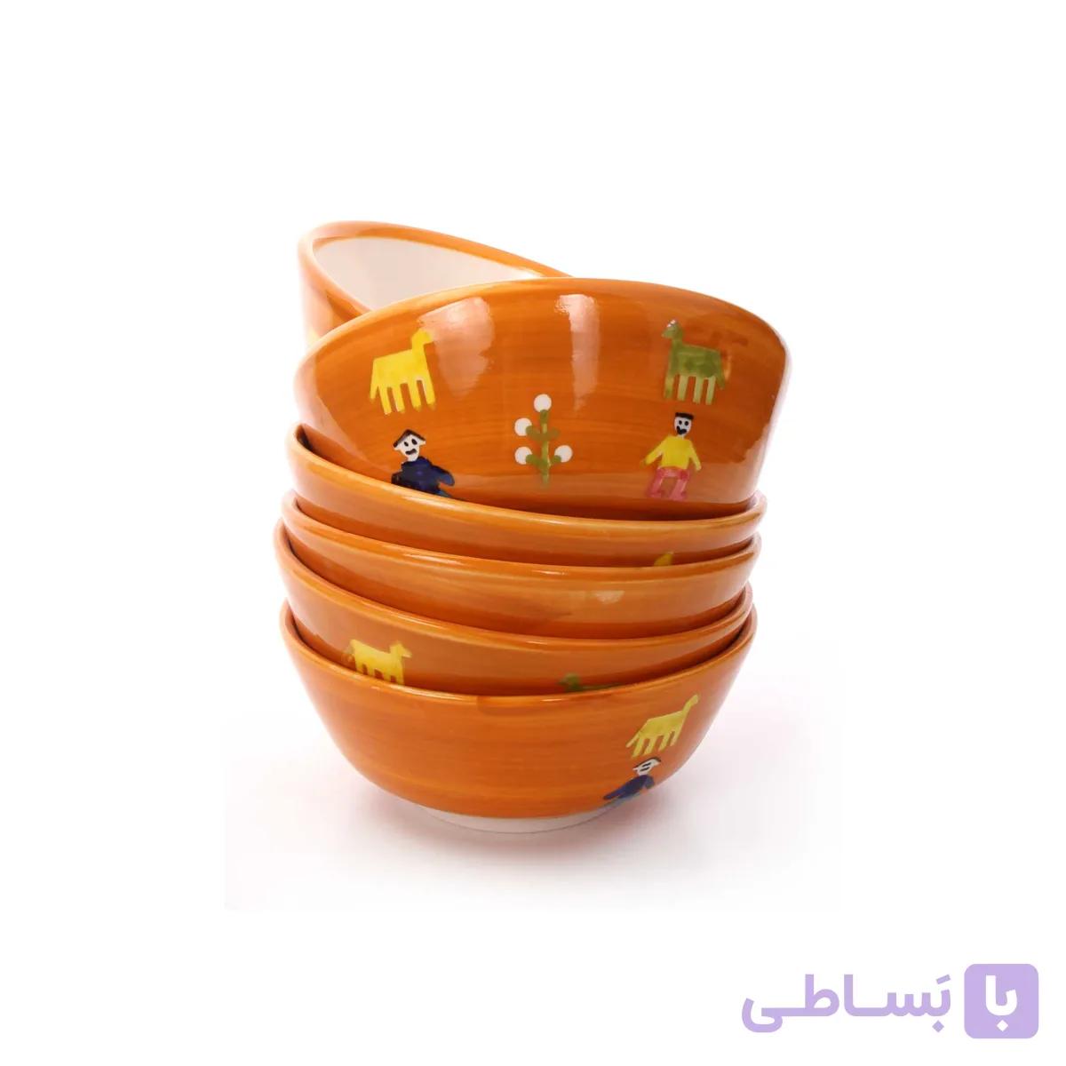 کاسه ماست خوری آرانیک مدل گبه -نارنجی بسته 6 عددی — تصویر 1