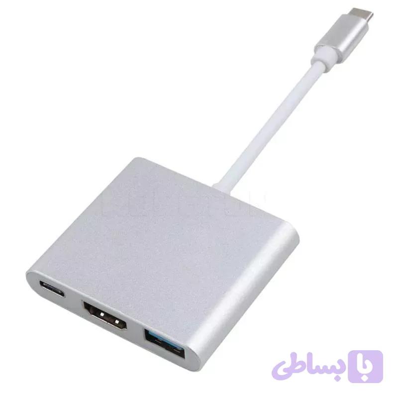 مبدل Type-C به HDMI و USB و PD کی نت مدل KNET K-CO17 — تصویر 1
