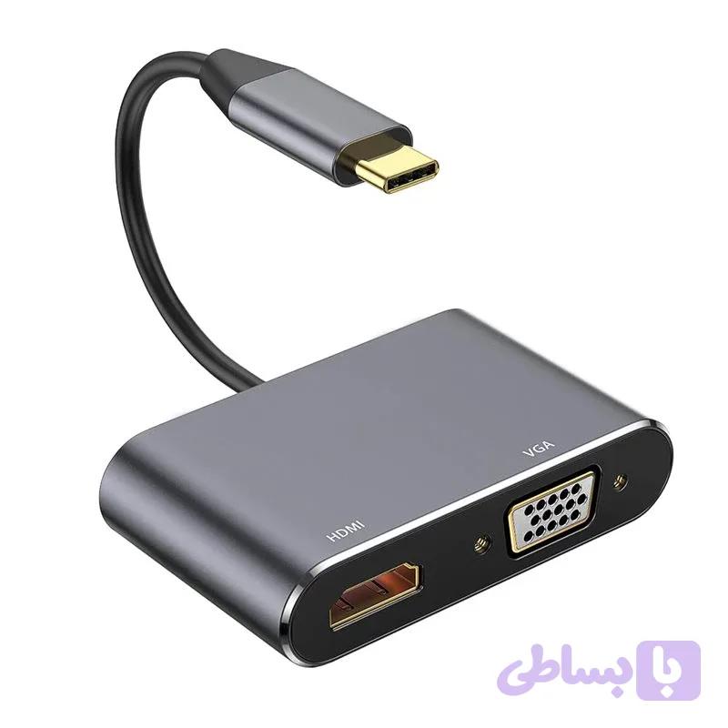 مبدل Type-C به HDMI و VGA کی نت مدل KNET K-CO16 — تصویر 1