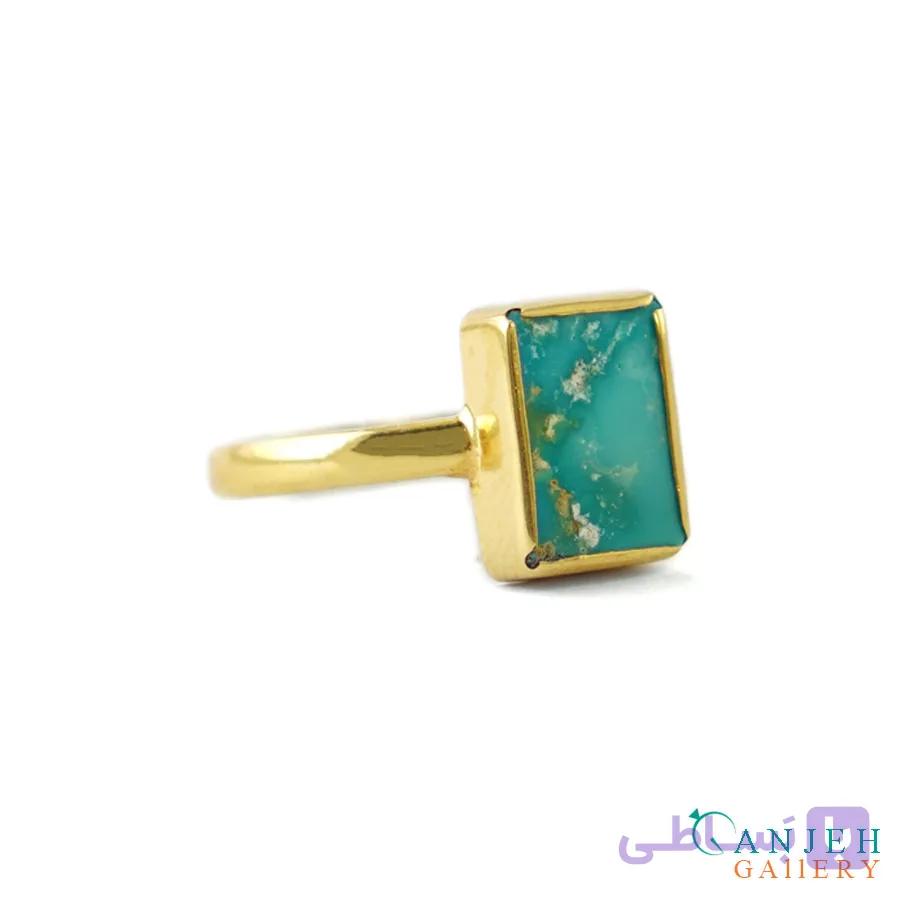 انگشتر فیروزه زنانه طلا طرح آرمینا کد G308 — تصویر 1