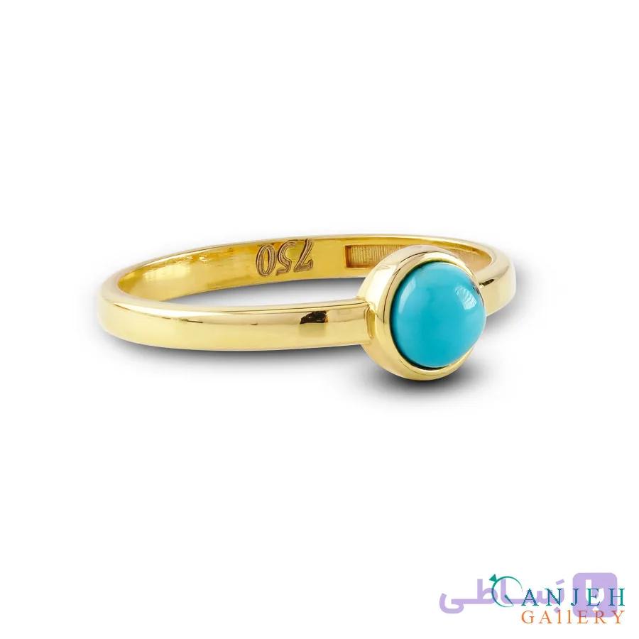 انگشتر طلا با نگین فیروزه اصل طرح پریا کد G375 — تصویر 1