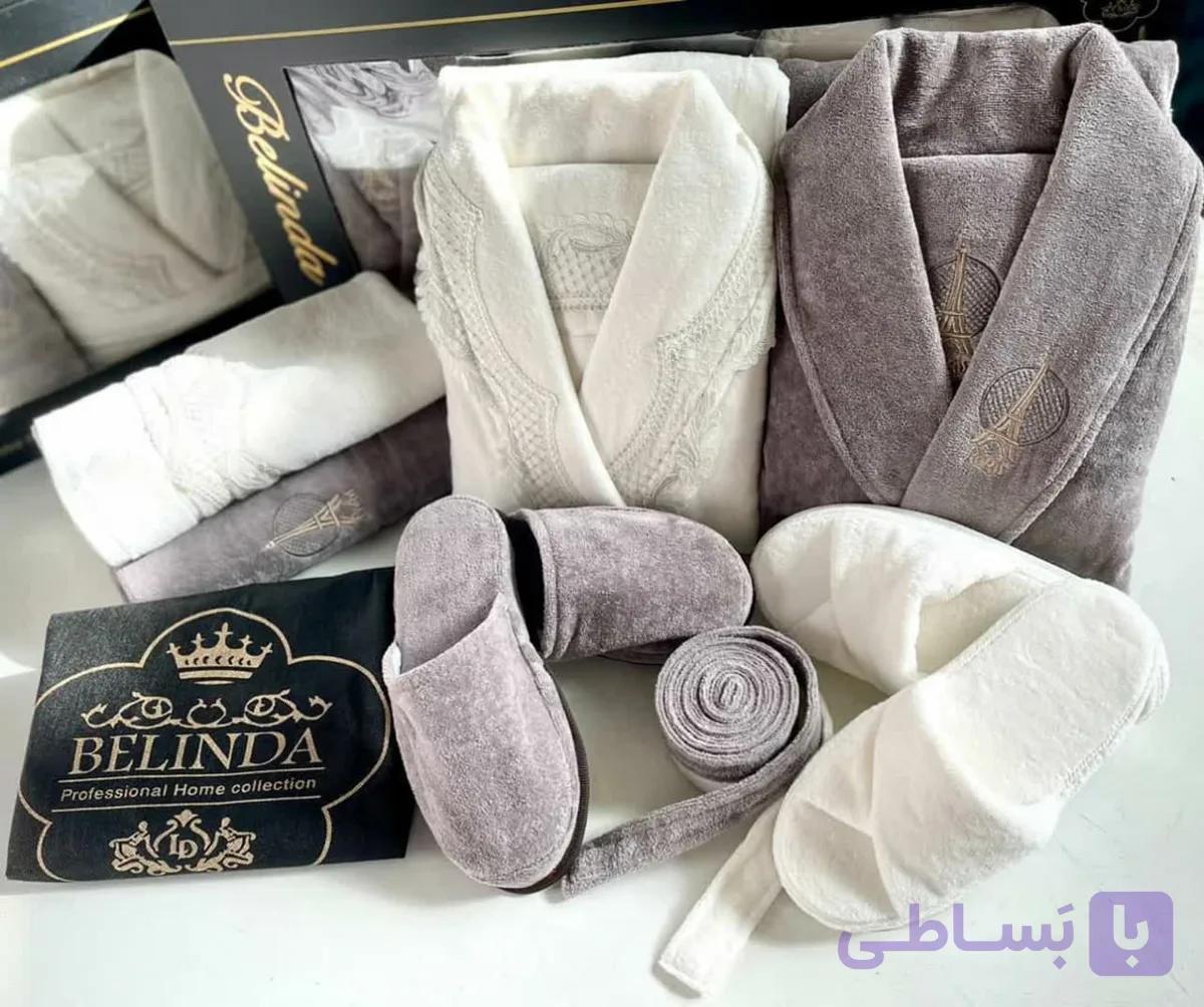 سرویس حوله کامل عروس داماد 10 تکه گیپوردار بلیندا