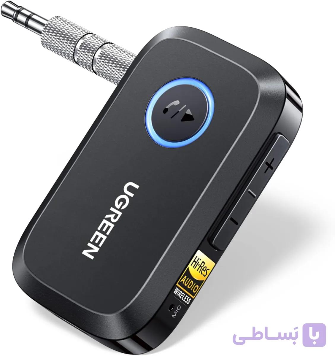 گیرنده بلوتوث UGREEN 6.0 برای خودرو با LDAC، آداپتور بلوتوث AUX 3.5 میلی‌متری با قابلیت حذف نویز با هوش مصنوعی، بی‌سیم Hi-Res با قابلیت تماس هندزفری، عمر باتری 15 ساعته — تصویر 1