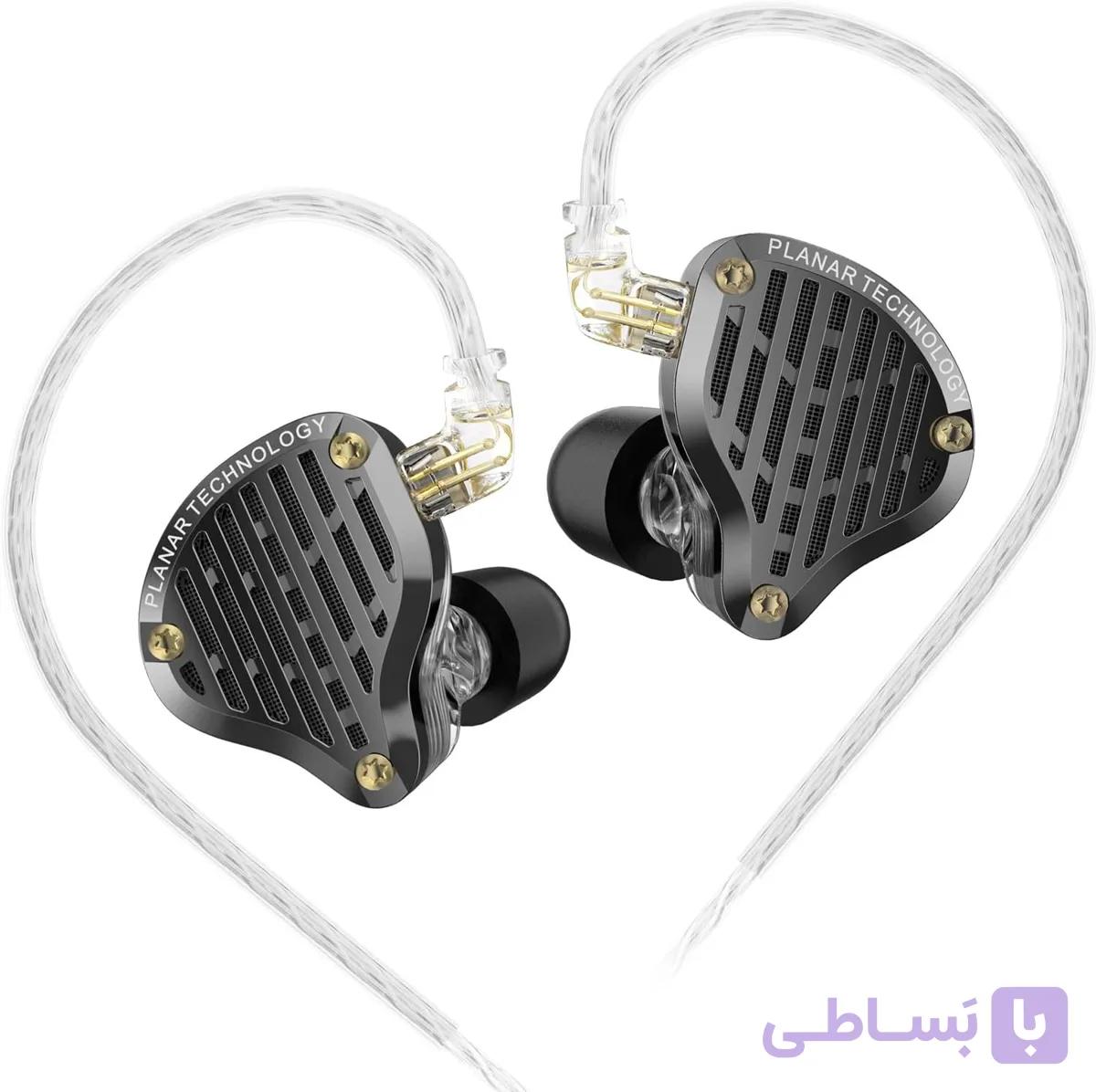 هدفون‌های سیمی راحت KZ PR3 Earbuds با صدای استریو و بیس، درایور مغناطیسی مسطح ۱۳.۲ میلی‌متری درون گوش، هدست HiFi برای مهندسان صدا، نوازندگان (مشکی، بدون میکروفون) — تصویر 1