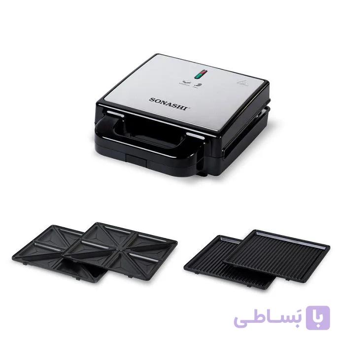 ساندویچ ساز و گریل سوناشی مدل 2 کاره SSM-882 گارانتی 18 ماهه می سرویس — تصویر 1