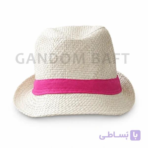 کلاه حصیری بچگانه نوار صورتی – کد G365