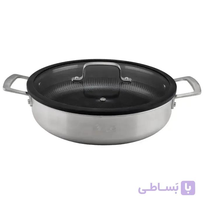 تابه دو دسته استیل کف لیزری ام جی اس کد PS3131 سایز 28 — تصویر 1