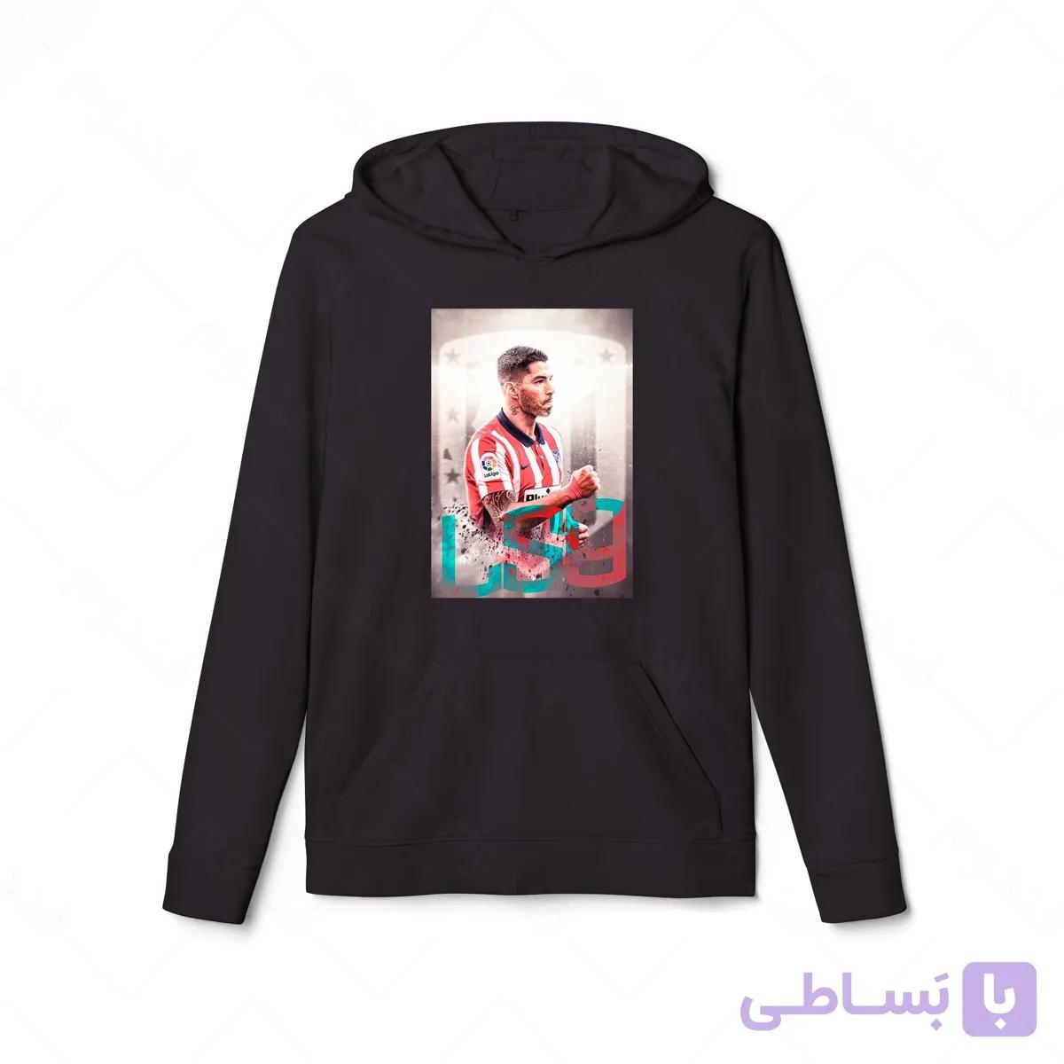 هودی سیاه طرح سوارز کد 039 — تصویر 1