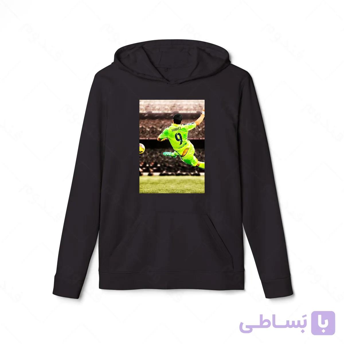 هودی سیاه طرح سوارز کد 041 — تصویر 1