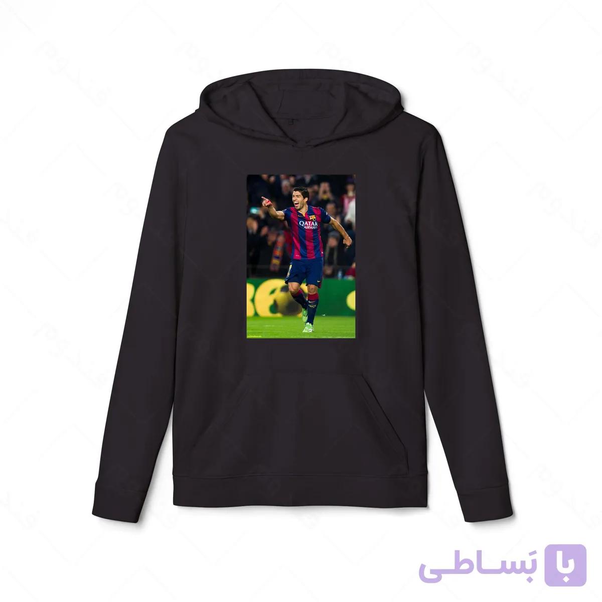 هودی سیاه طرح سوارز کد 027 — تصویر 1