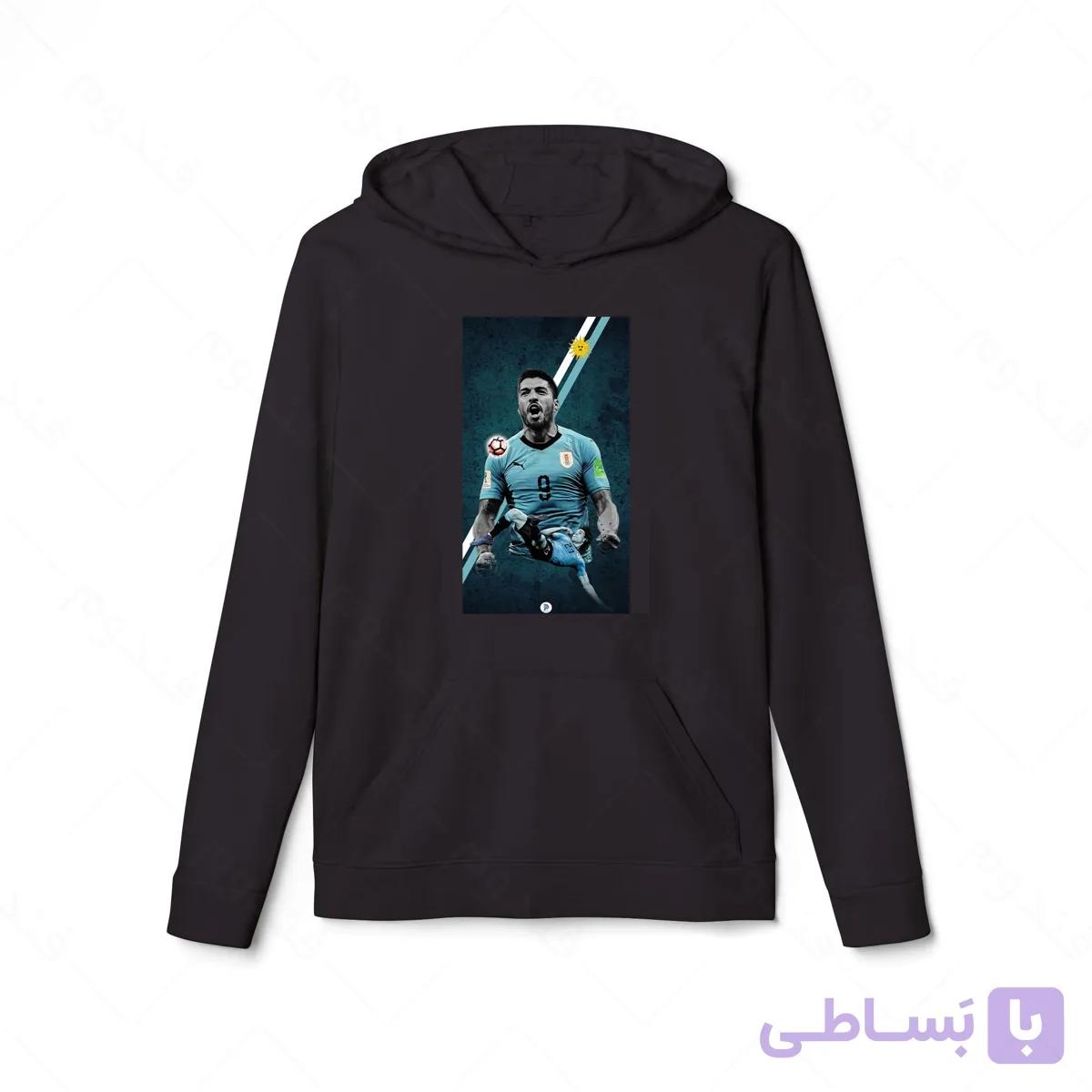 هودی سیاه طرح سوارز کد 030 — تصویر 1