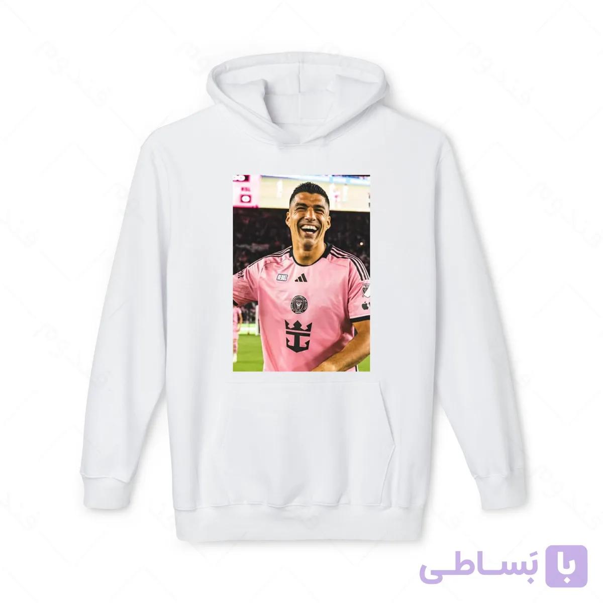 هودی سفید و ملانژ طرح سوارز کد 003 — تصویر 1
