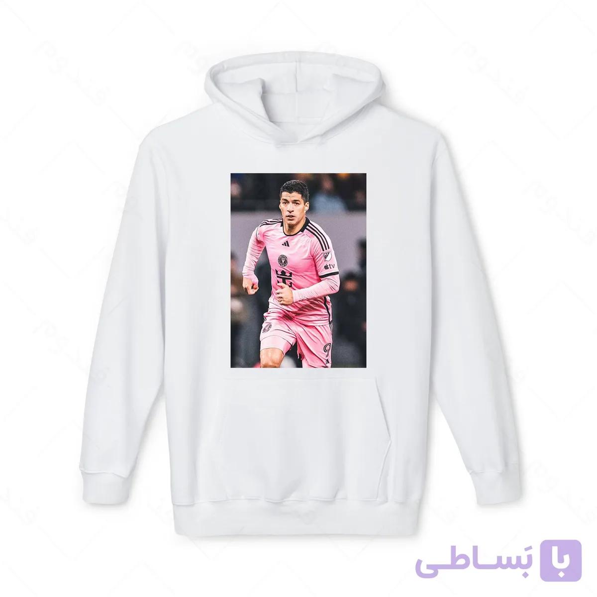 هودی سفید و ملانژ طرح سوارز کد 004 — تصویر 1