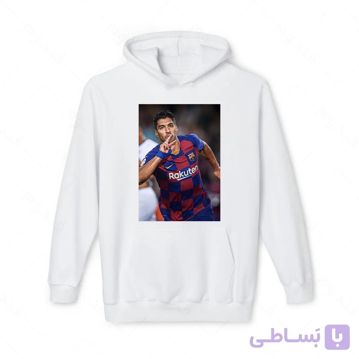 هودی سفید و ملانژ طرح سوارز کد 007 — تصویر 1