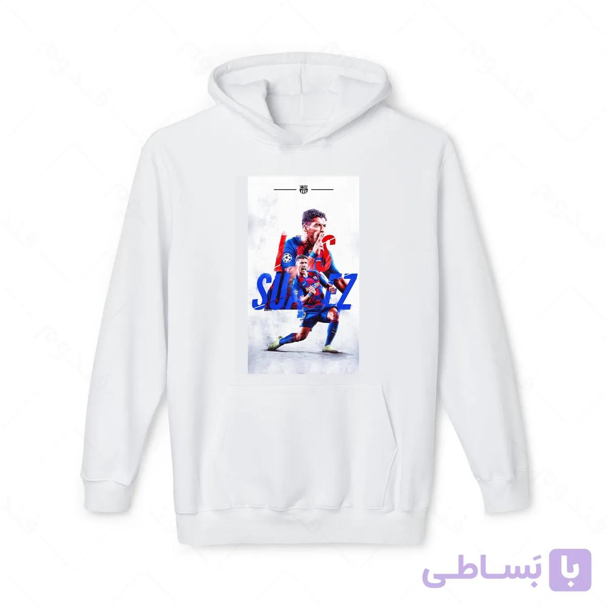 هودی سفید و ملانژ طرح سوارز کد 001 — تصویر 1